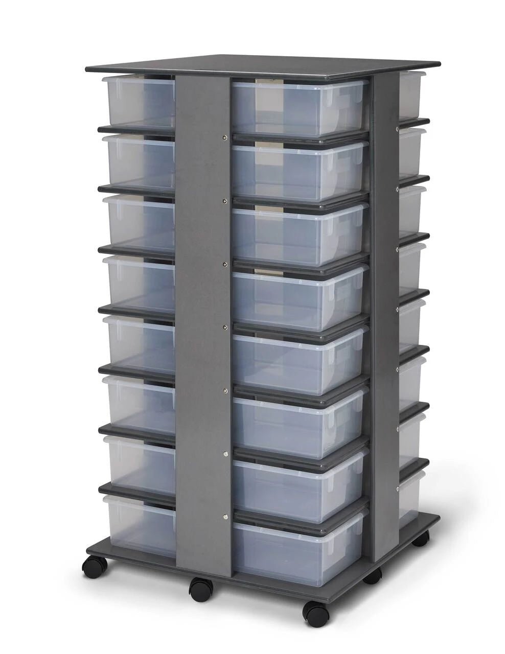 32 Tub Wooden Gray Mobile Storage Tower