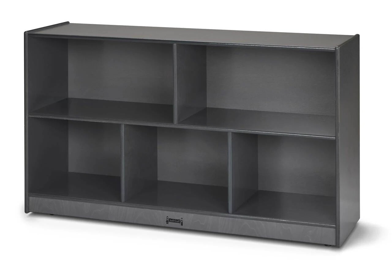Mobile Wooden Gray Toy Storage Bookshelf