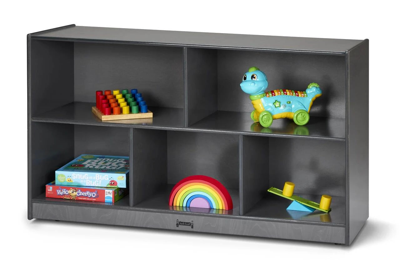 Mobile Wooden Gray Toy Storage Bookshelf