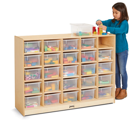 #59722 Jonti-Craft® 25 Cubbie-Tray Mobile Storage - with Clear Trays - Plywood Back