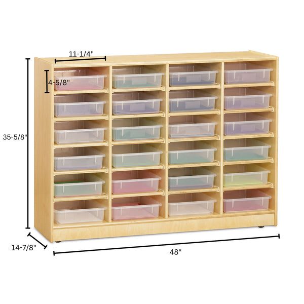 #384 Jonti-Craft 24 Paper-Tray Cubbie With Clear Paper-Trays