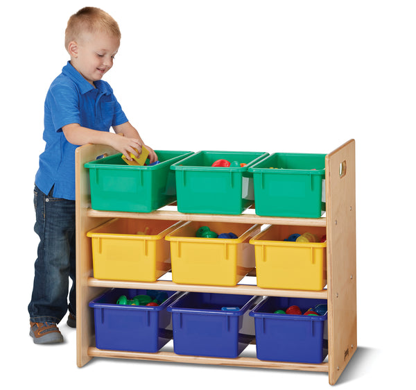 #408 Jonti-Craft® Tote Storage Rack - 9 Tray - With Colored Trays