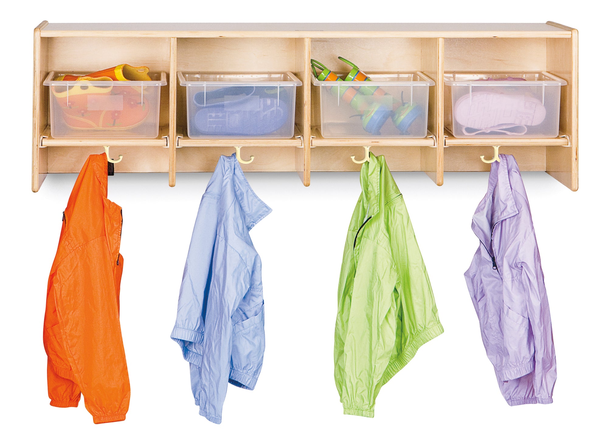 #436 Jonti-Craft® Wall Locker - 4 Sections With Clear Tubs