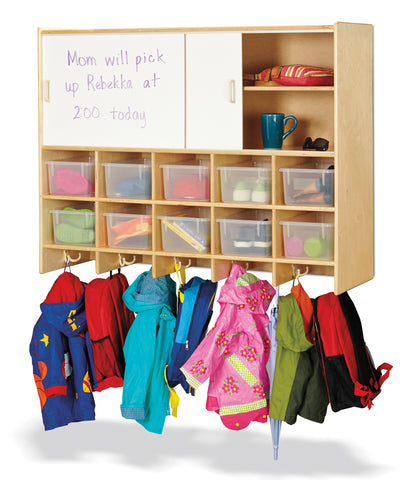 #441 Jonti-Craft® 10 Section Wall Mount Coat Locker with Storage with Clear Cubbie-Trays