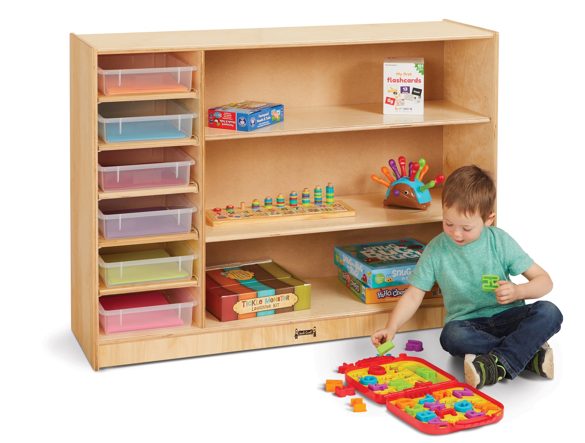 #49007 Jonti-Craft® Adjustable Combo Mobile Storage - with Clear Paper-Trays