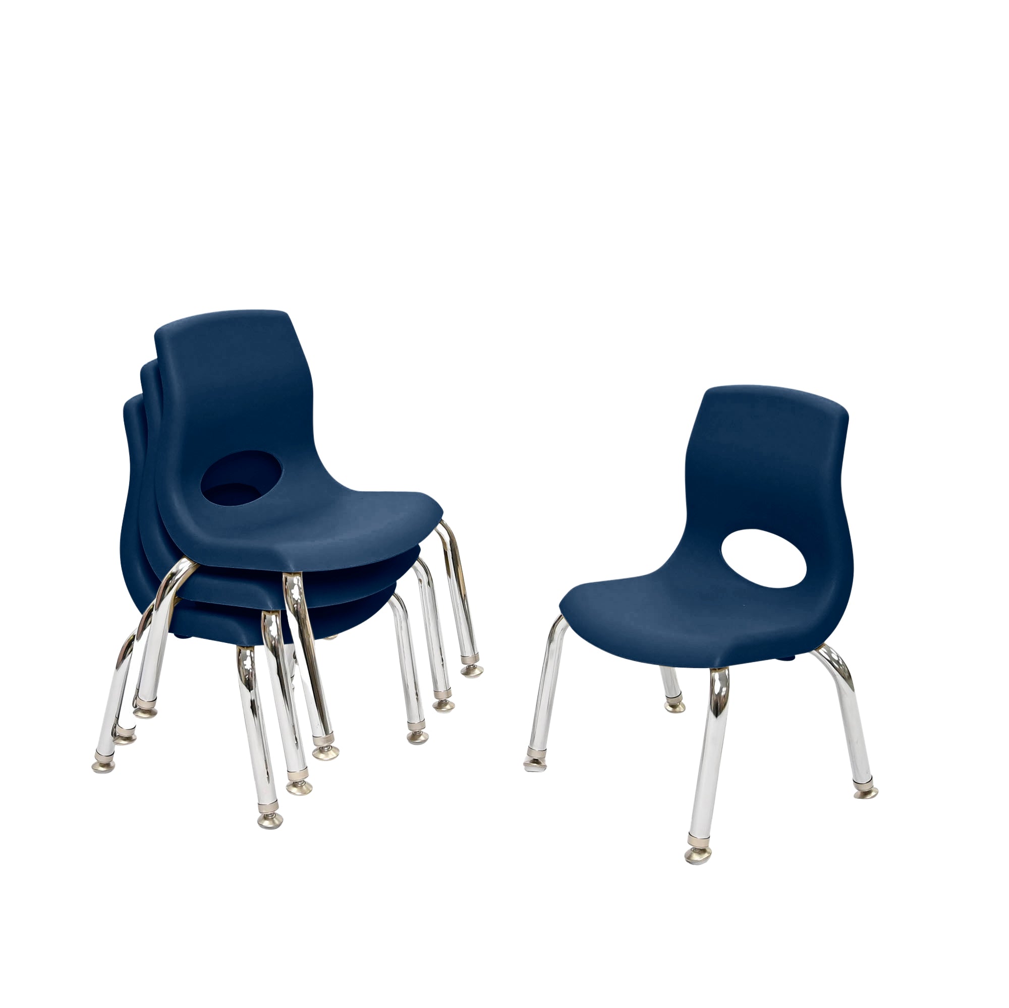 Silla MyPosture Plus de 8" (n.° 60107) - Juego de 4 - Azul marino con patas cromadas