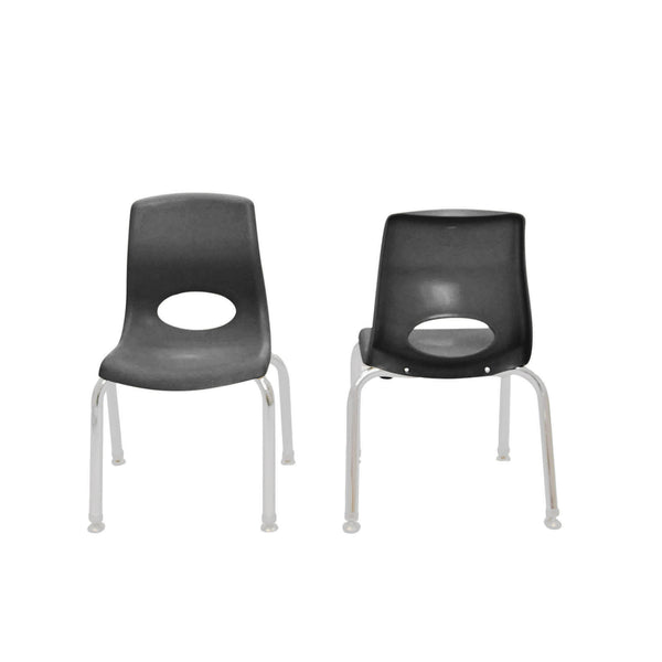 #60129 MyPosture Plus 12" Chair - Set of 2 - Black with Chrome Legs