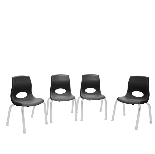 #60130 MyPosture Plus 12" Chair - Set of 4 - Black with Chrome Legs