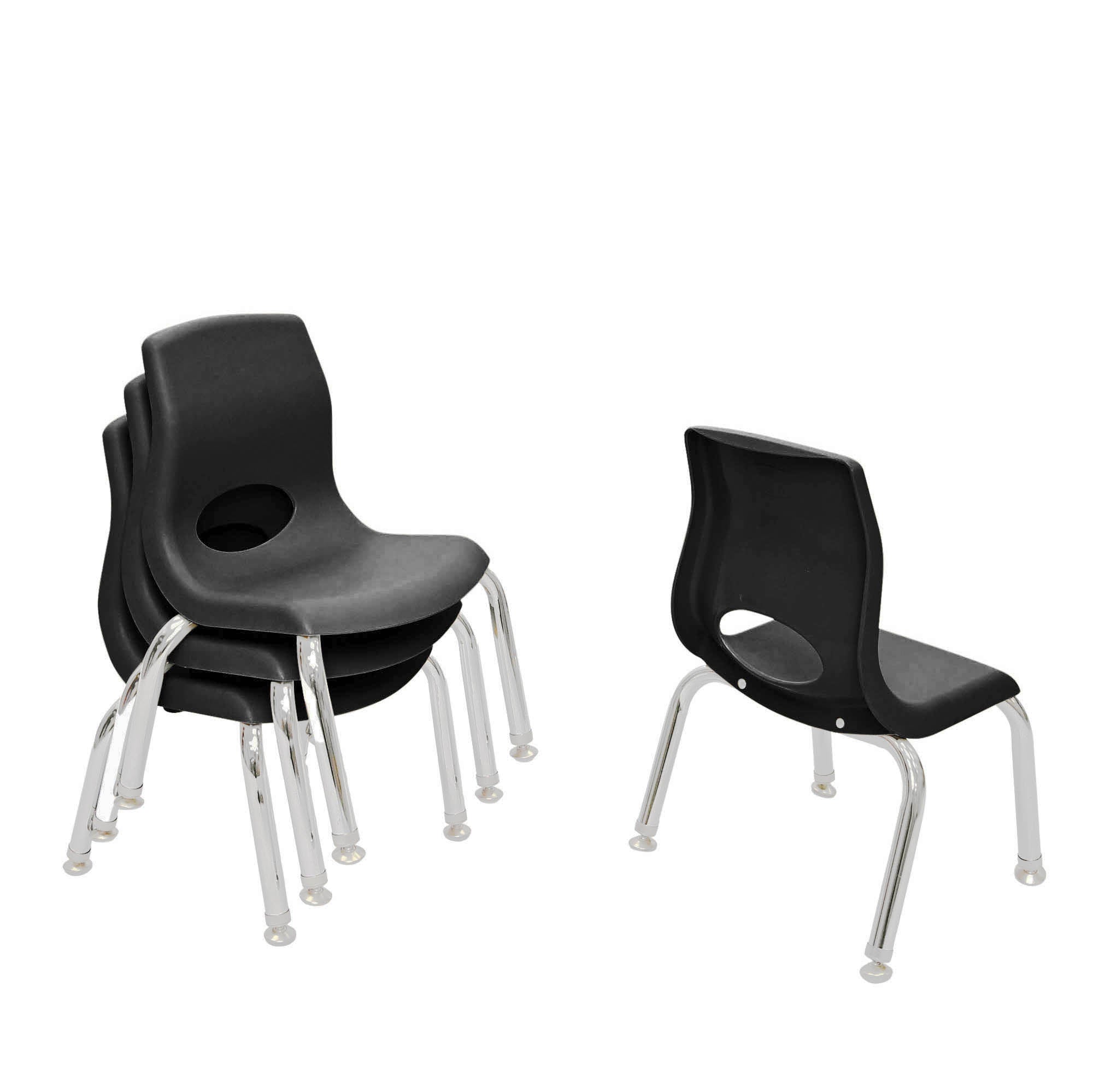 Silla MyPosture Plus de 8" (n.° 60101) - Juego de 4 - Negra con patas cromadas