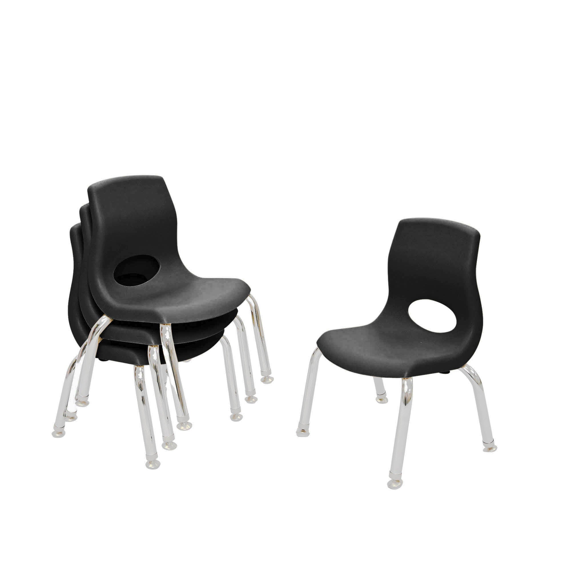 Silla MyPosture Plus de 12" (n.° 60130) - Juego de 4 - Negra con patas cromadas