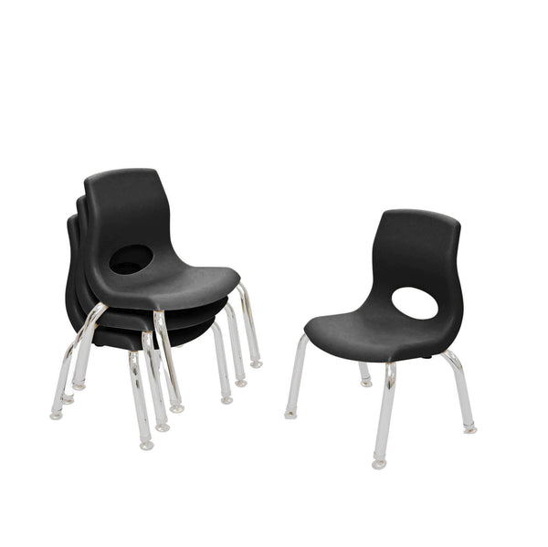 #60116 MyPosture Plus 10" Chair - Set of 4 - Black with Chrome Legs