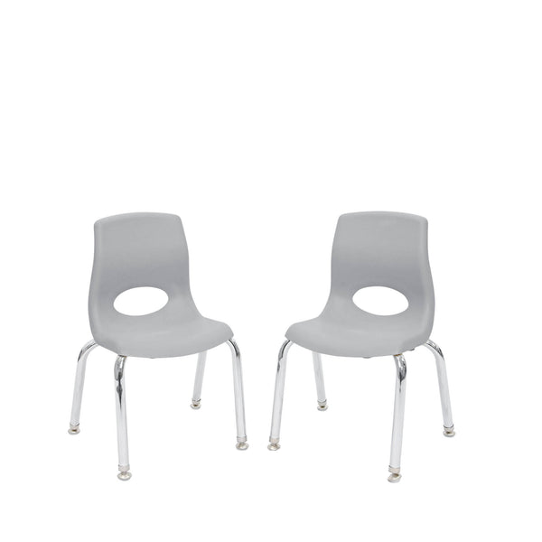 #60146 MyPosture Plus 14" Chair - Set of 2 - Gray with Chrome Legs