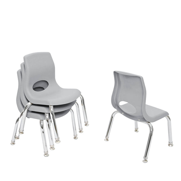 #60147 MyPosture Plus 14" Chair - Set of 4 - Gray with Chrome Legs