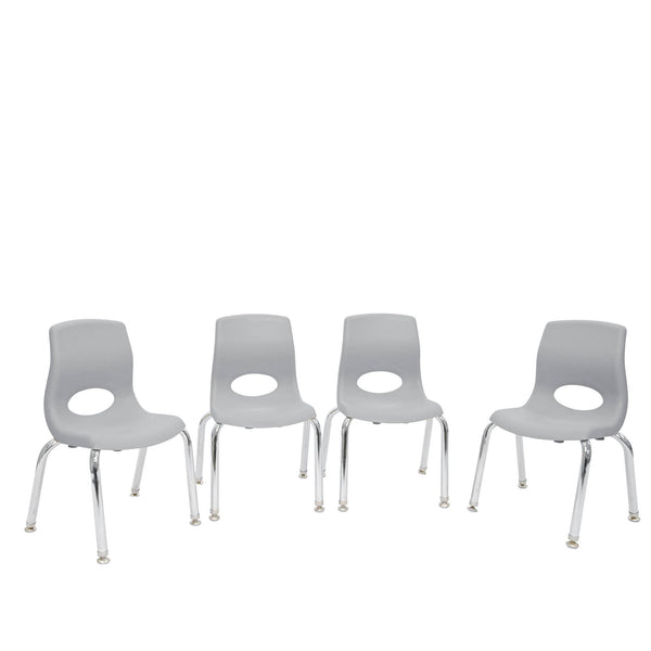 #60147 MyPosture Plus 14" Chair - Set of 4 - Gray with Chrome Legs