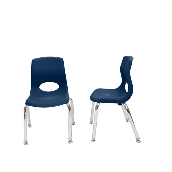 #60135 MyPosture Plus 12" Chair - Set of 2 - Navy with Chrome Legs