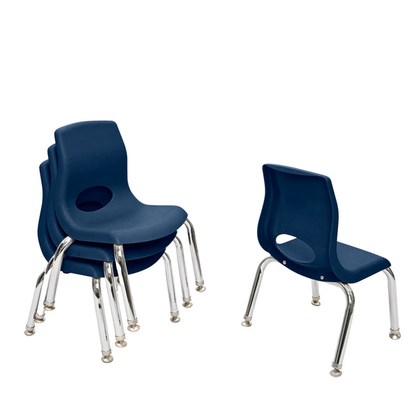 #60122 MyPosture Plus 10" Chair - Set of 4 - Navy with Chrome Legs