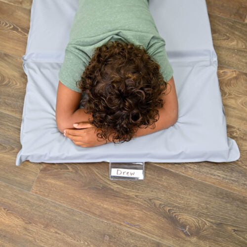 #60676 1" Angels 4 Section Folding Rest Nap Mat - Set of 5 - Fog Blue/Sand