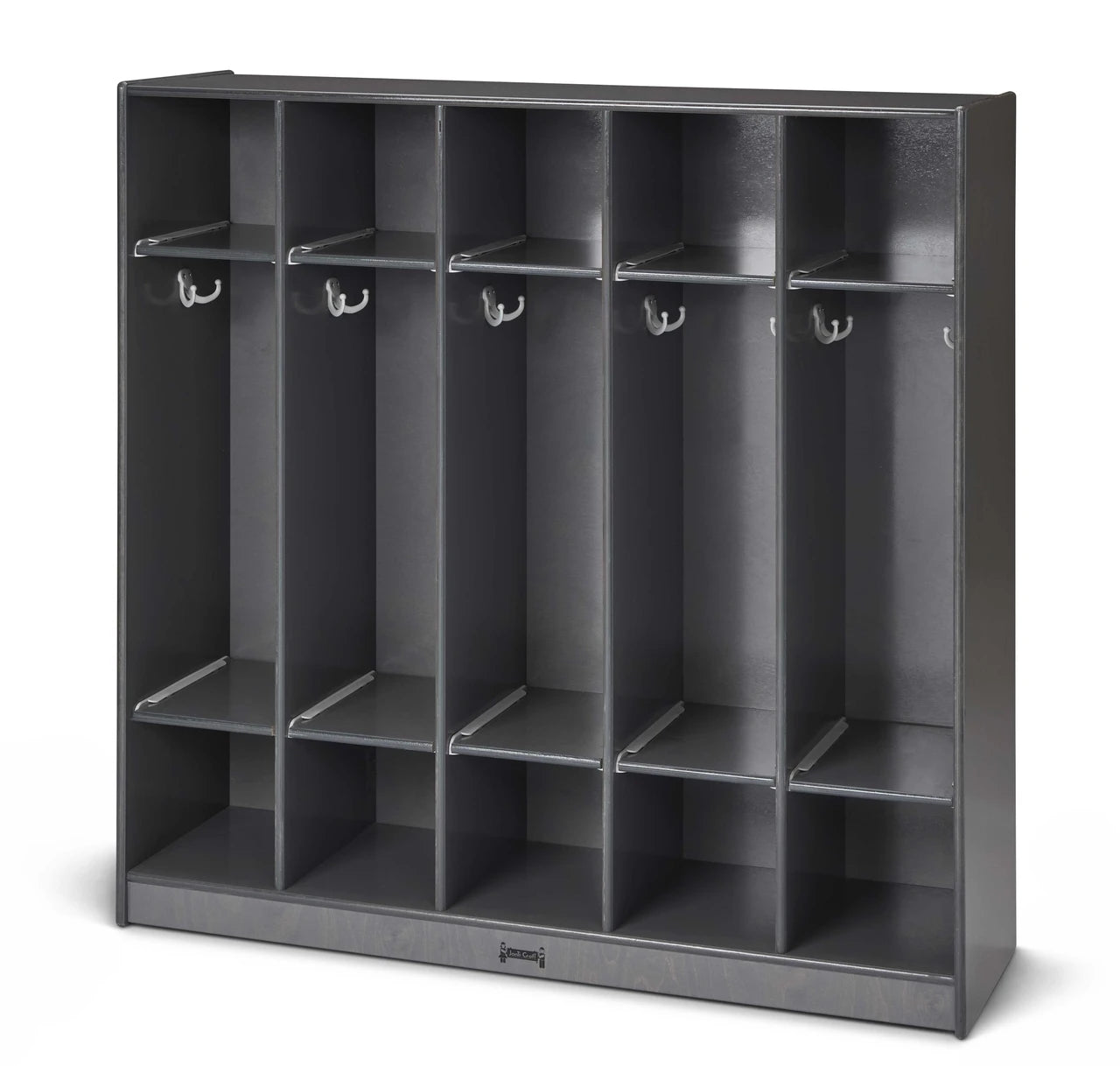 5 Section Wooden Gray Coat Locker With Cubbies