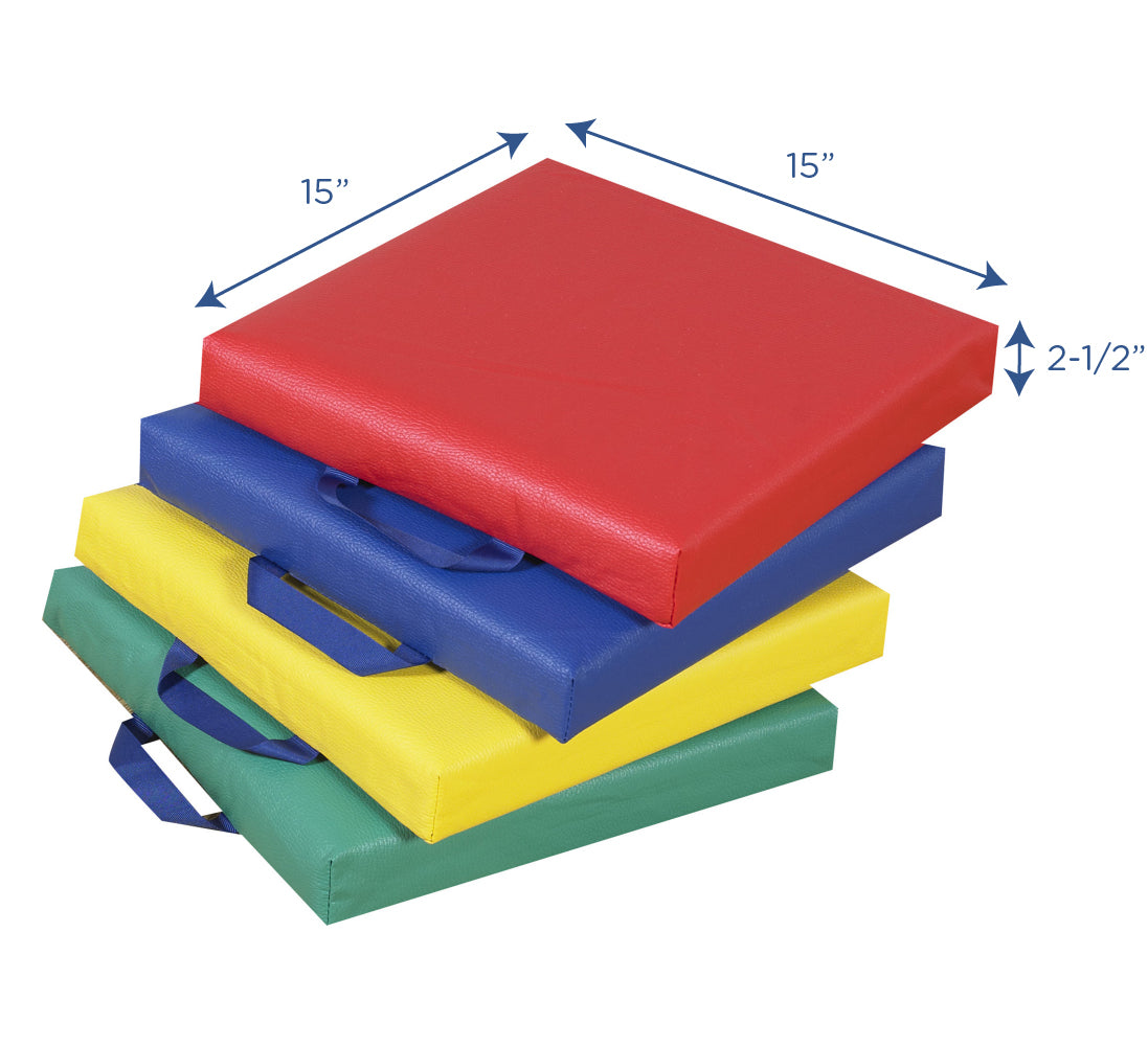 #8848 Juego de 4 cojines de suelo cuadrados con asas
