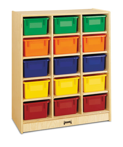 #59751 Jonti-Craft® 15 Cubbie-Tray Mobile Unit – with Colored Trays - Plywood Back