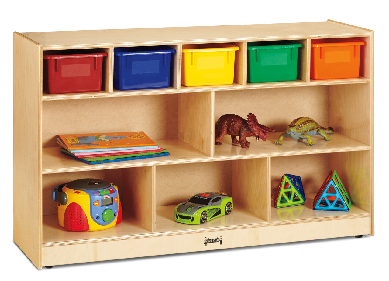 #59756 Jonti-Craft® Low Combo Mobile Storage Unit - with Colored Bins - Magnetic Write-n-Wipe Back