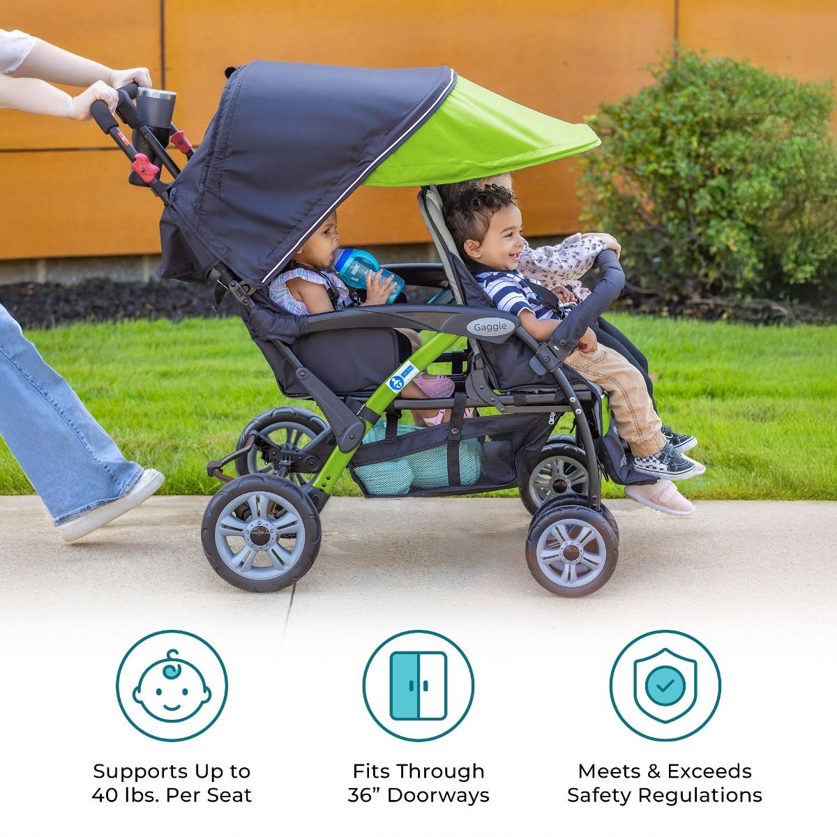 quadruple jogging stroller #18619 Gaggle® Quad Sport 4 Passenger Stroller, LIME