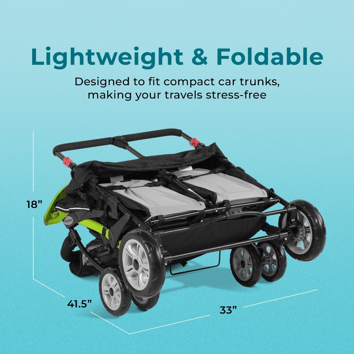 quadruple jogging stroller 18619 Gaggle® Quad Sport 4 Passenger Stroller, LIME