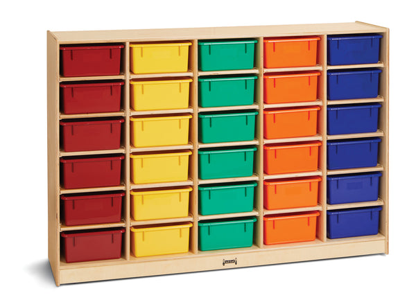#59805 Jonti-Craft® 30 Tub Mobile Storage - with Colored Tubs - Plywood Back