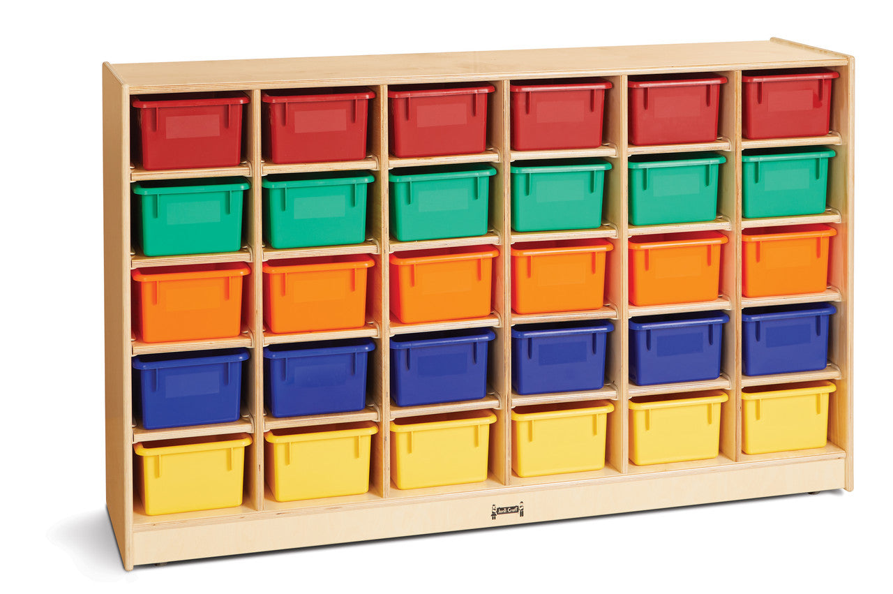 #59730 Jonti-Craft® 30 Cubbie-Tray Mobile Storage - with Colored Trays - Plywood Back
