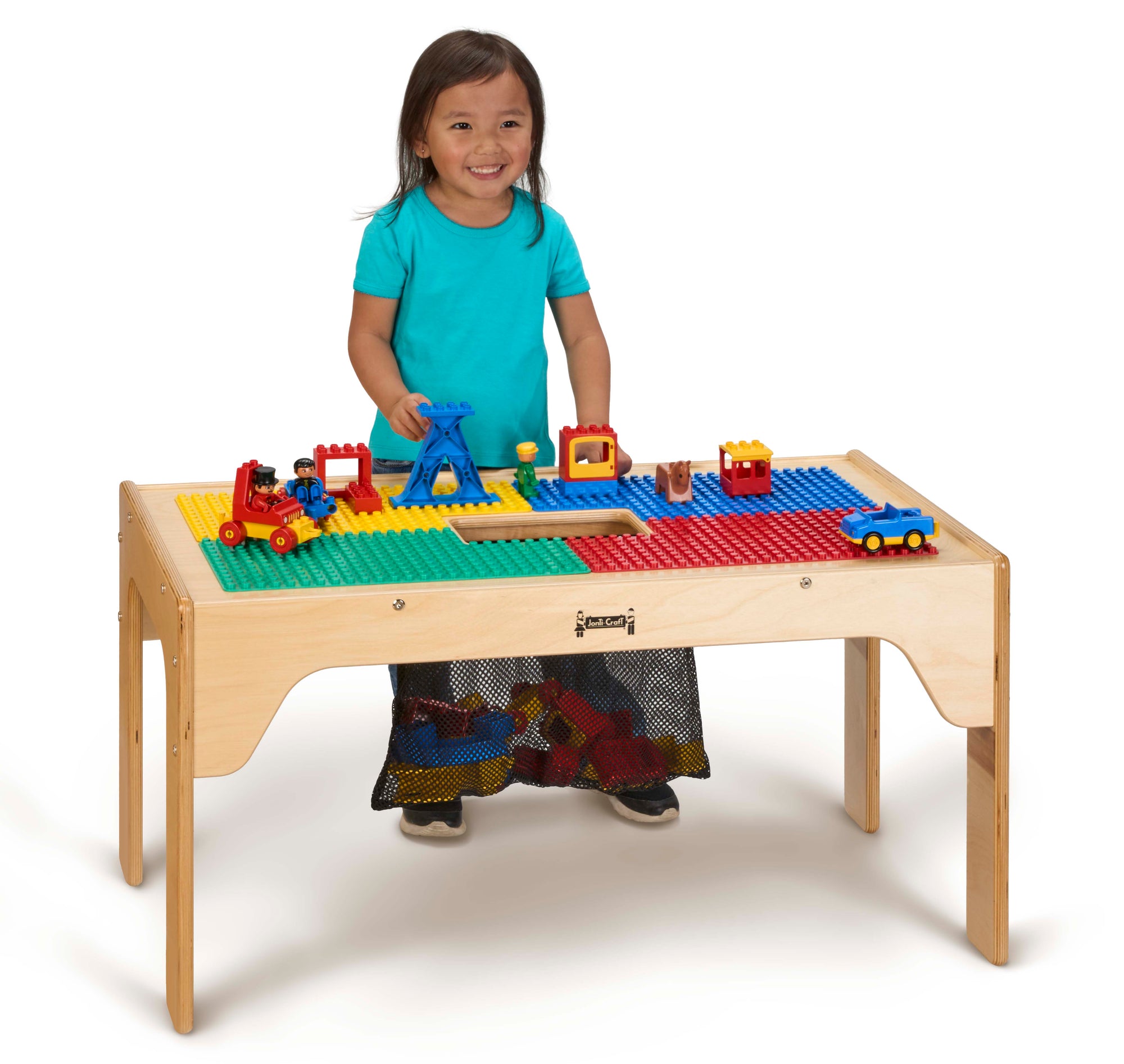 Kids DUPLO® Compatible Wood Rectangle Storage Table
