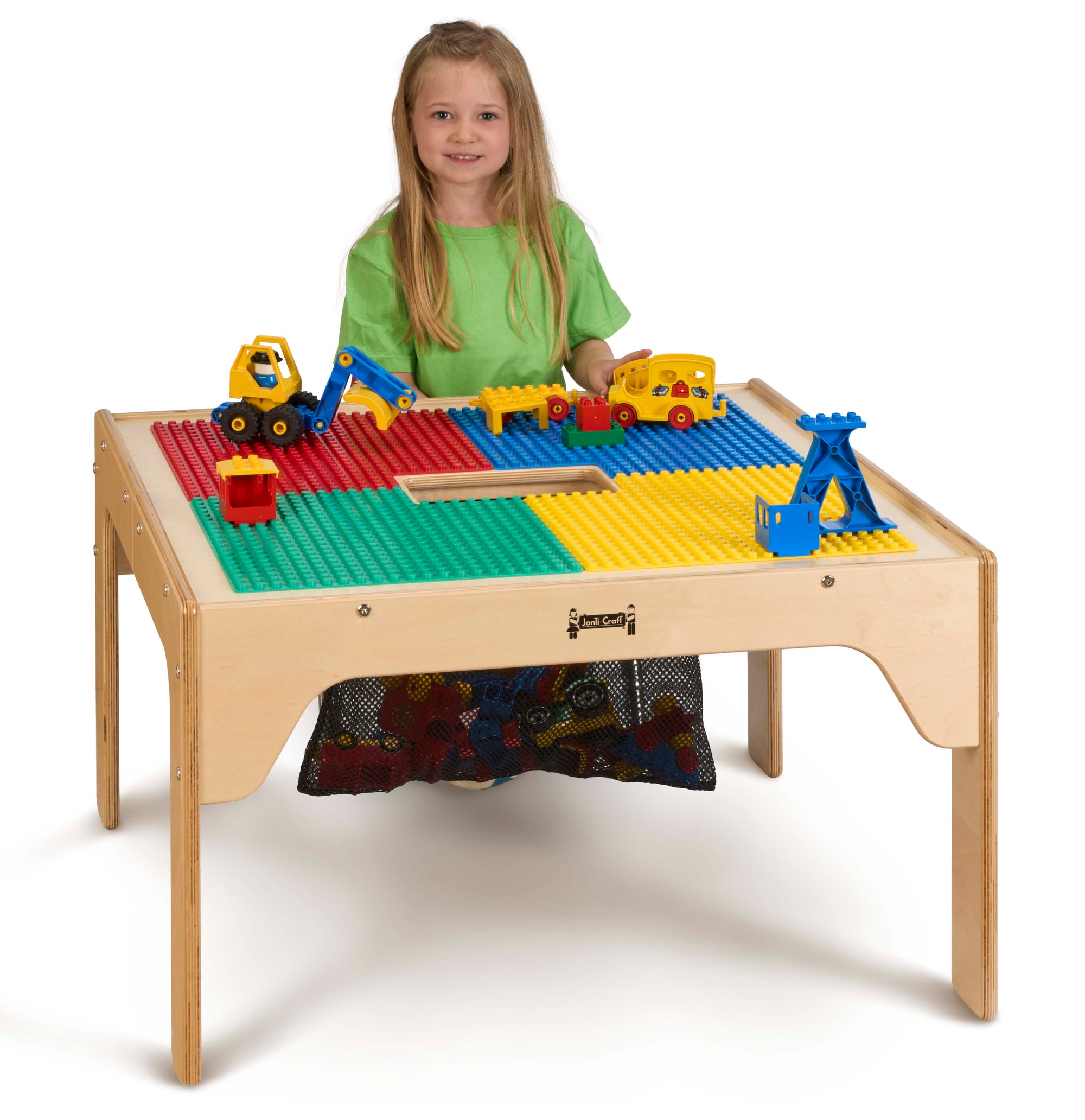 Kids DUPLO® Compatible Wood Square Storage Table