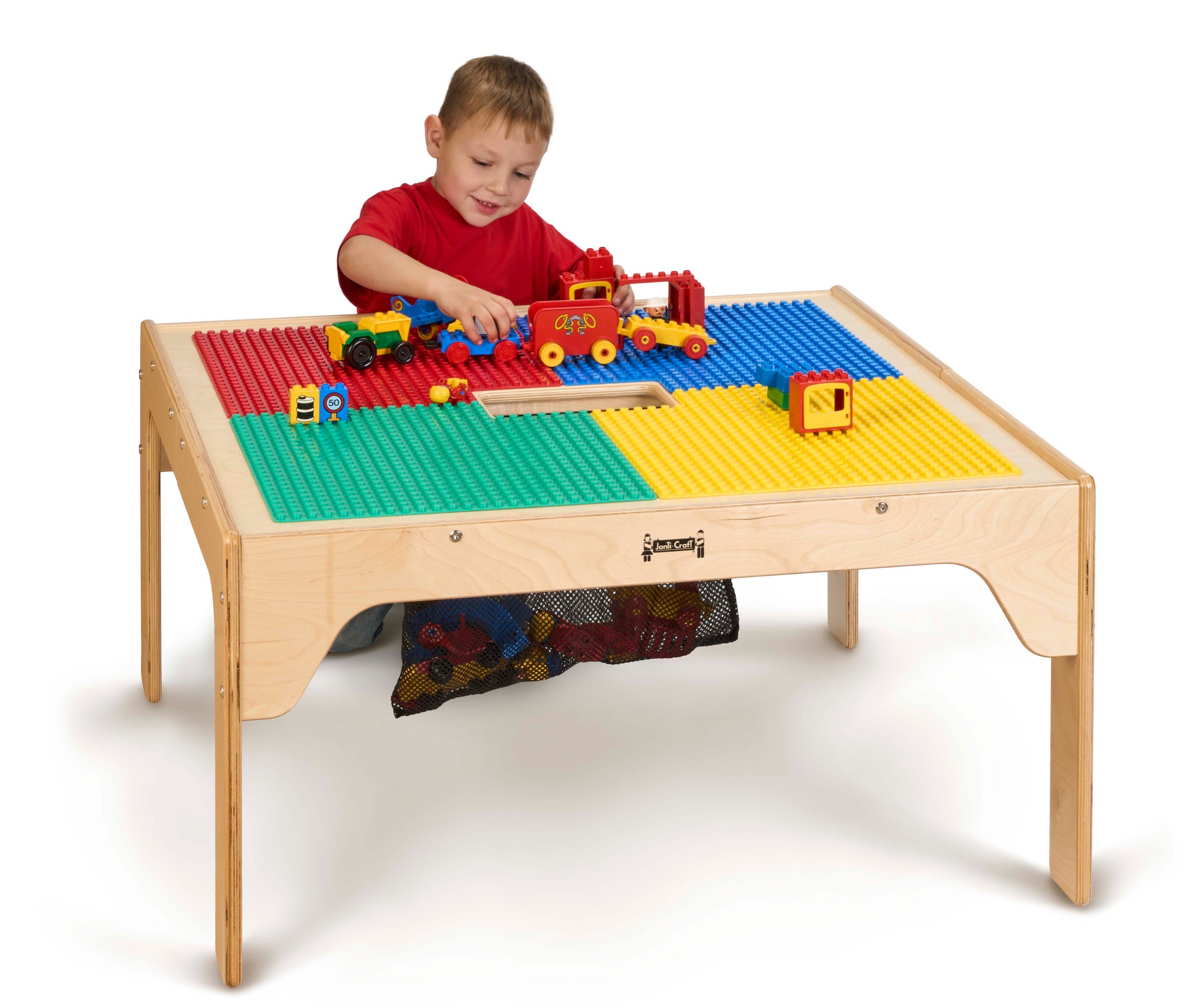 Kids DUPLO® Compatible Wood Short Storage Table