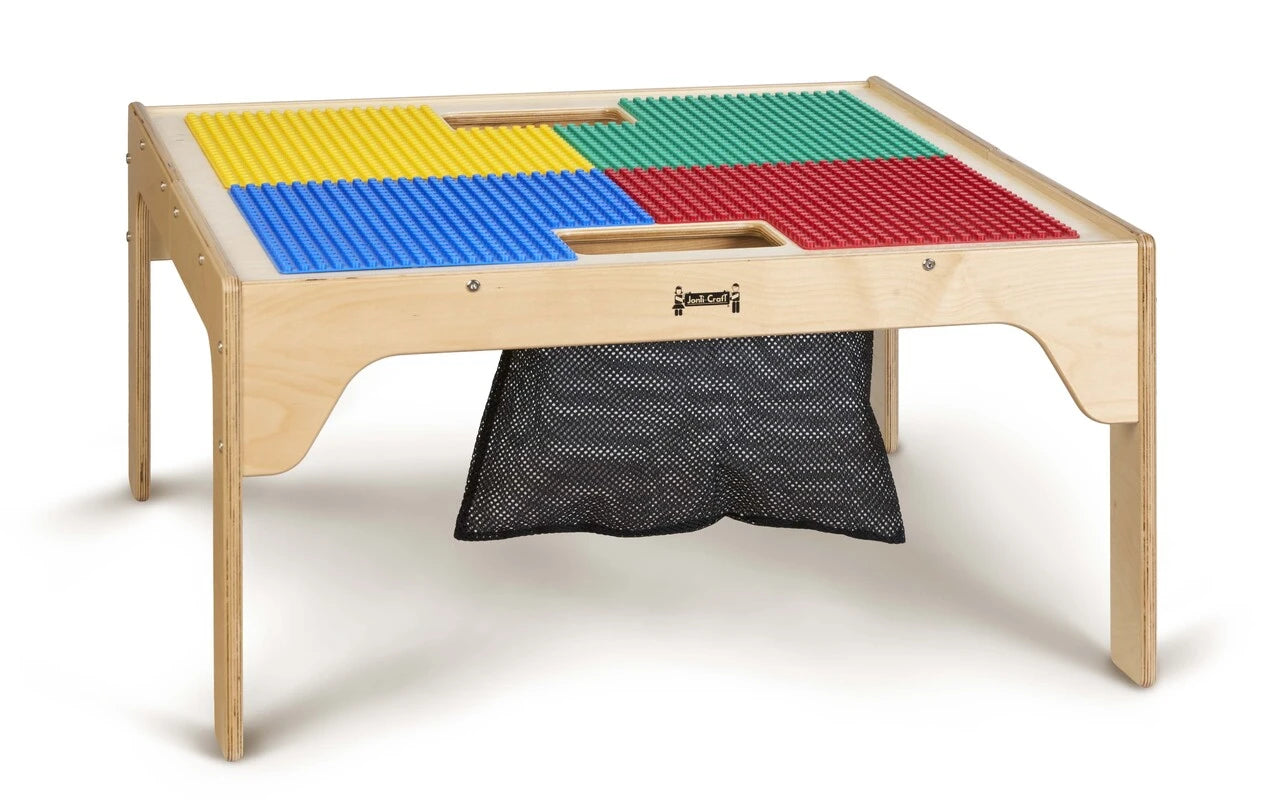 Kids DUPLO® Compatible Wood Short Dual Storage Table