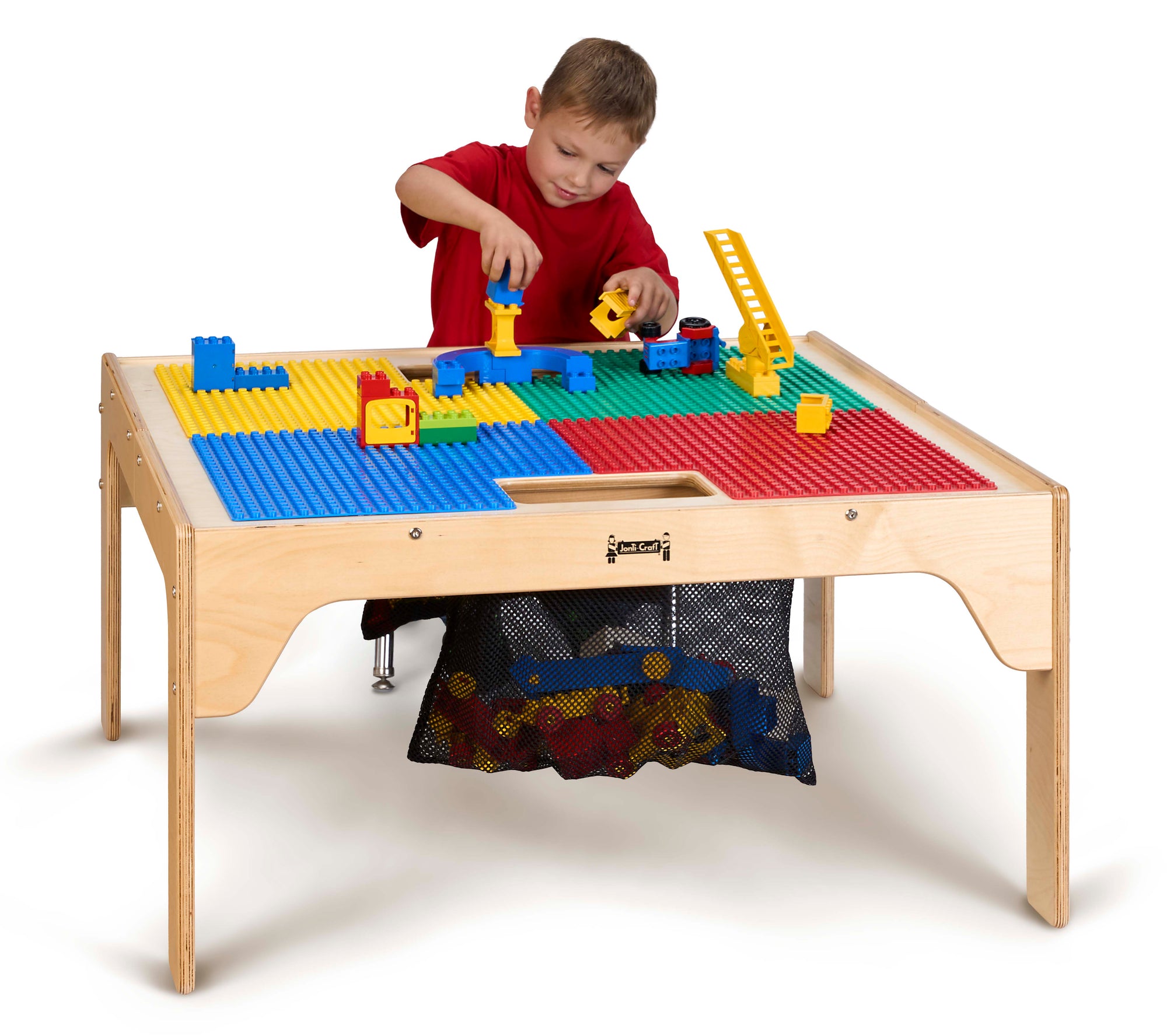 Kids DUPLO® Compatible Wood Short Dual Storage Table