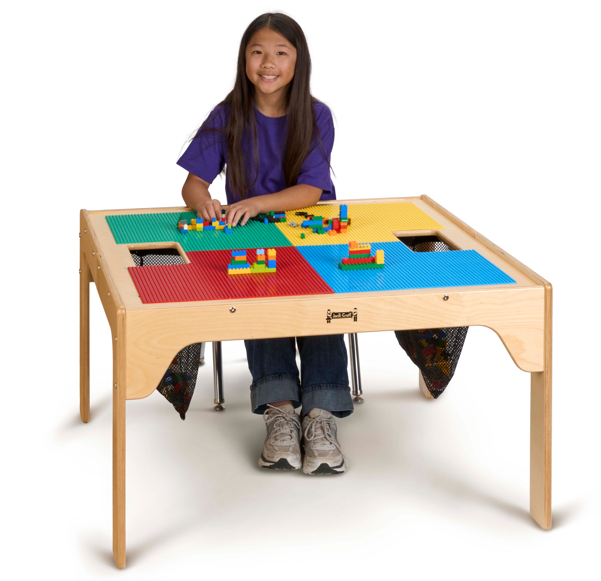 Kids LEGO® Compatible Wood Tall Dual Storage Table