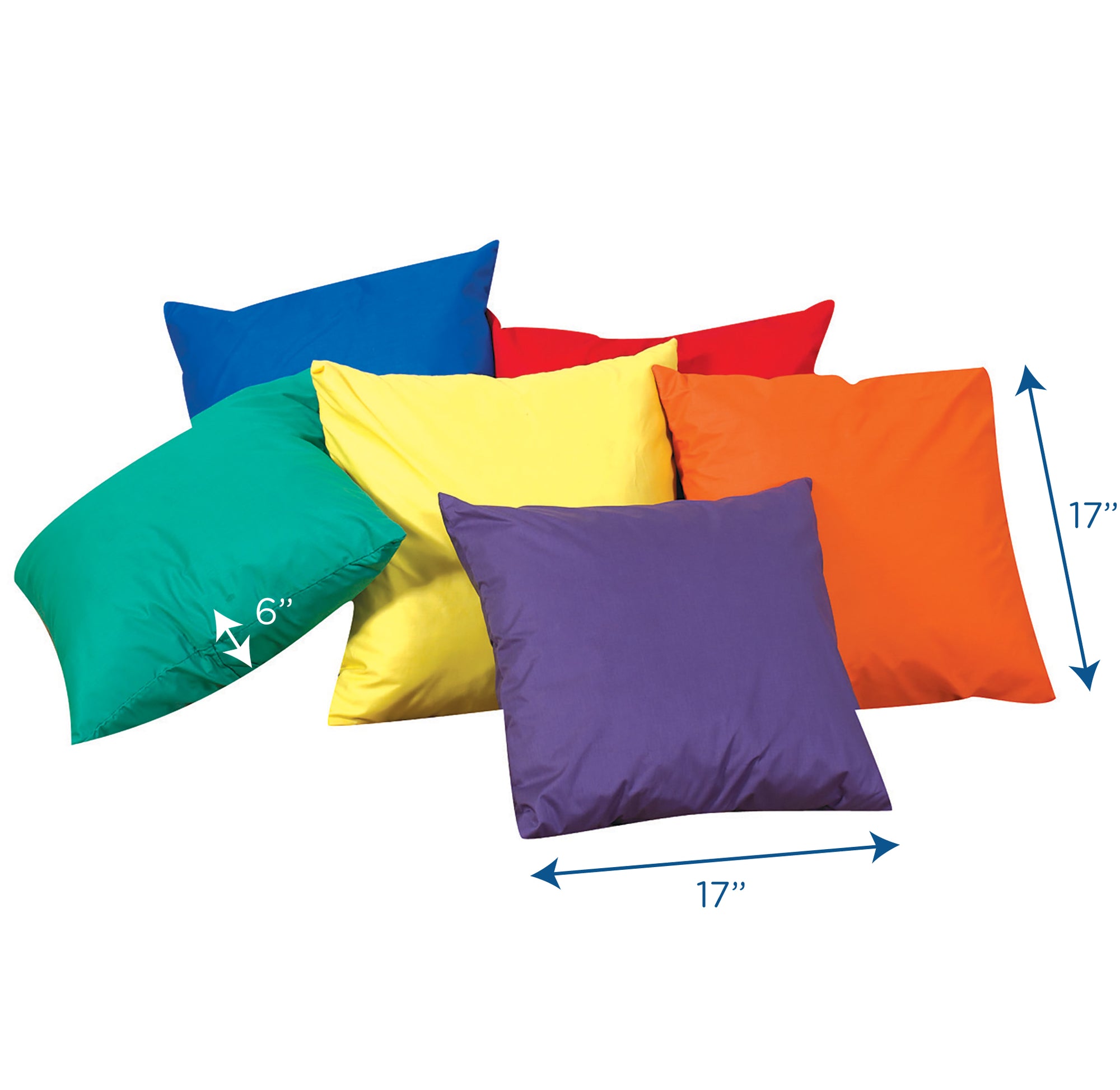 #9591 17" Soft Pillows Set of 6 - Primary Colors