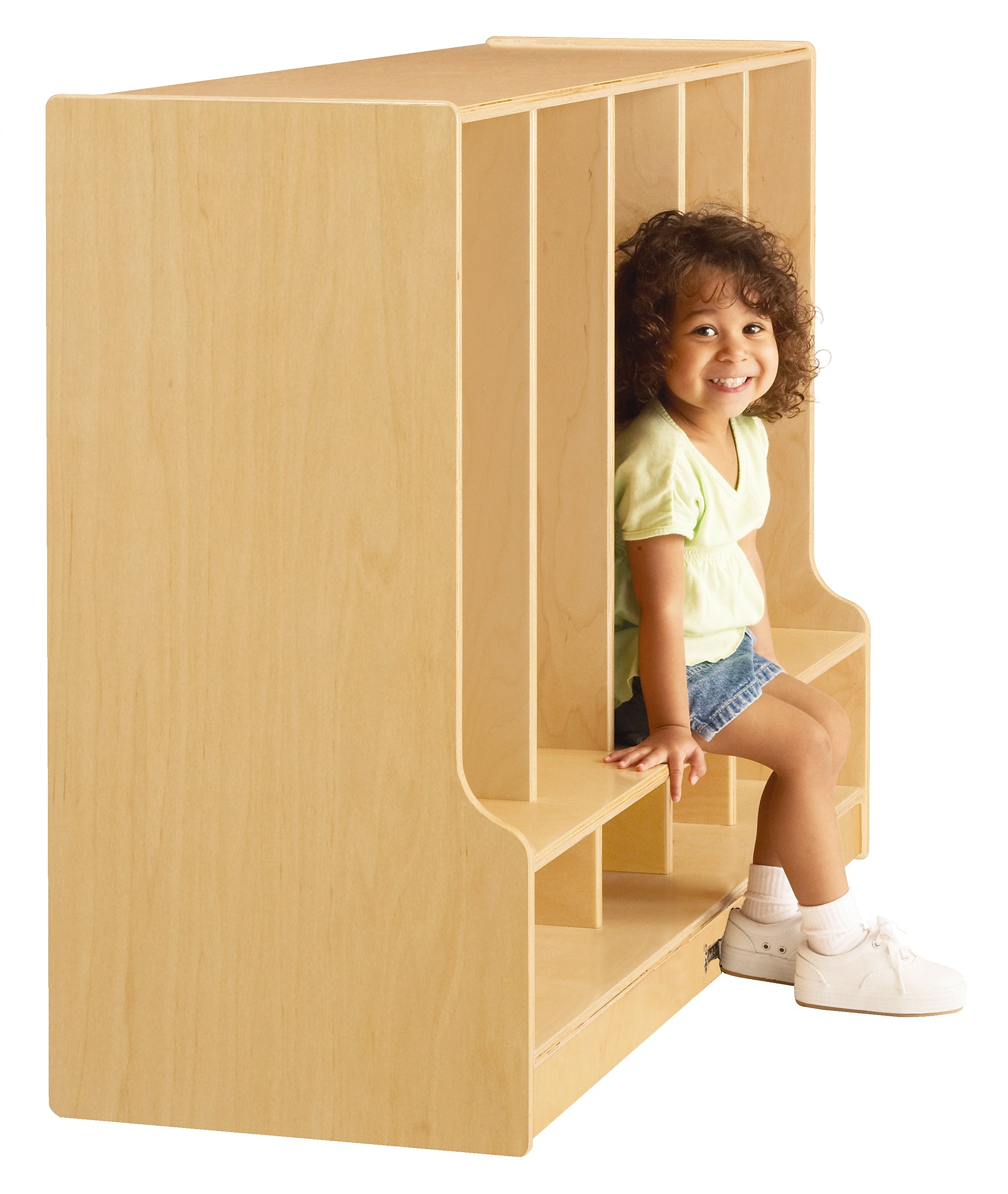 #1672 Jonti-Craft® Toddler Coat Locker W/Step - 5 Sections - Without Trays