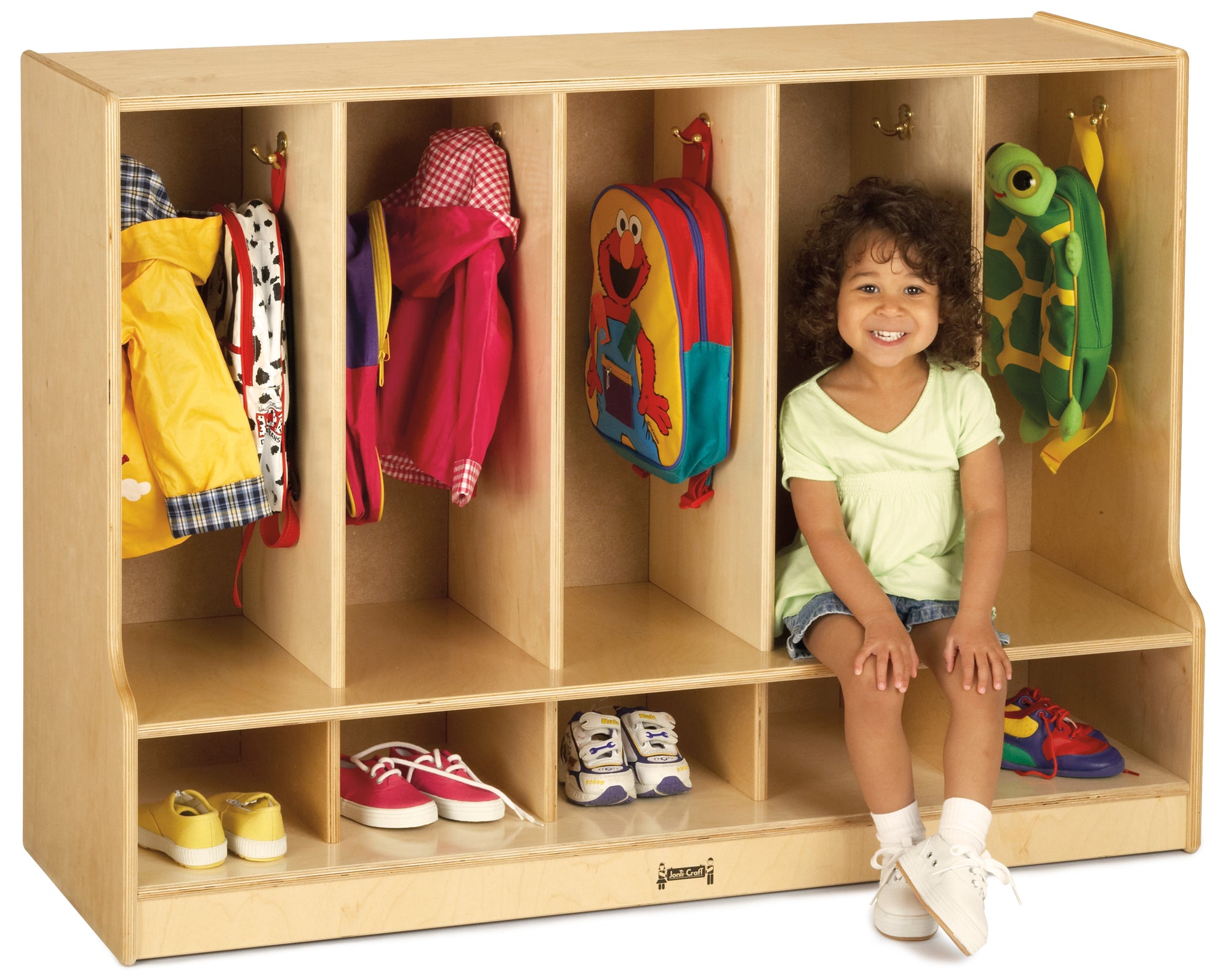 #1672 Jonti-Craft® Toddler Coat Locker W/Step - 5 Sections - Without Trays