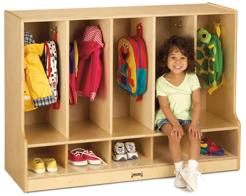 #1672 Jonti-Craft® Toddler Coat Locker W/Step - 5 Sections - Without Trays