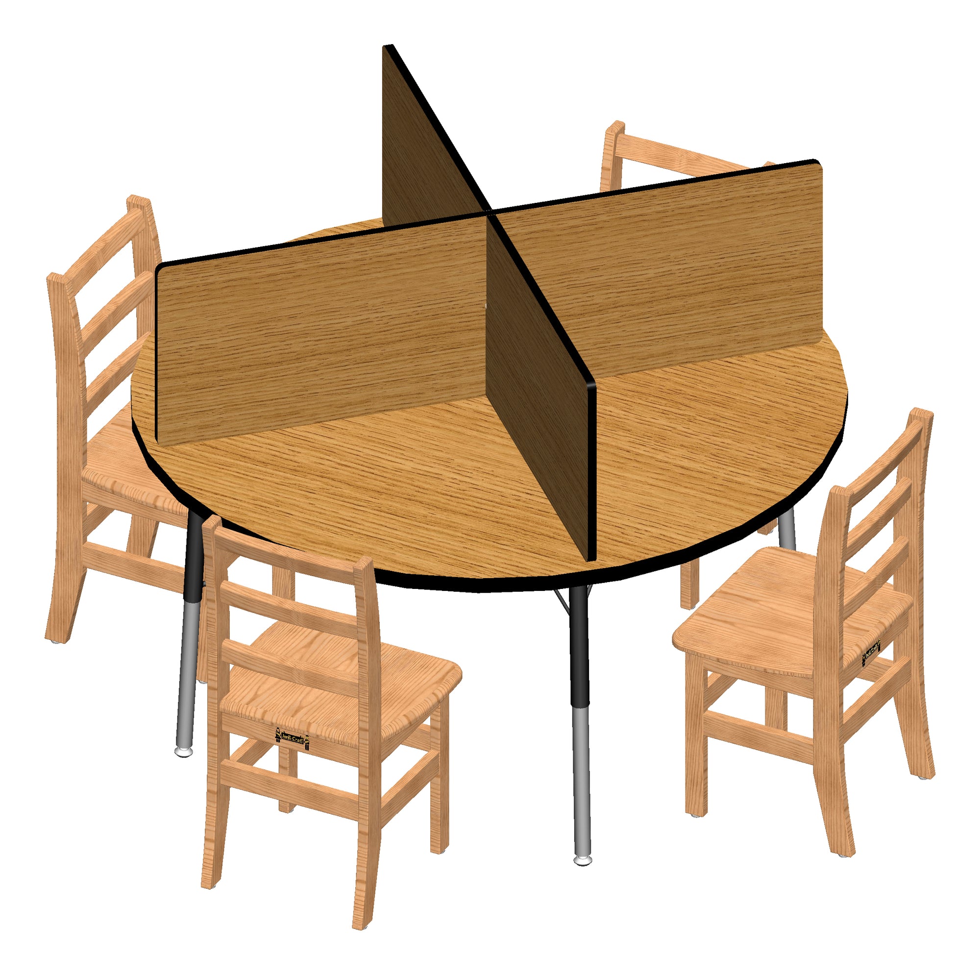 #1984 Berries® Study Carrel - 4 cubículos - Pequeño - Roble/Negro