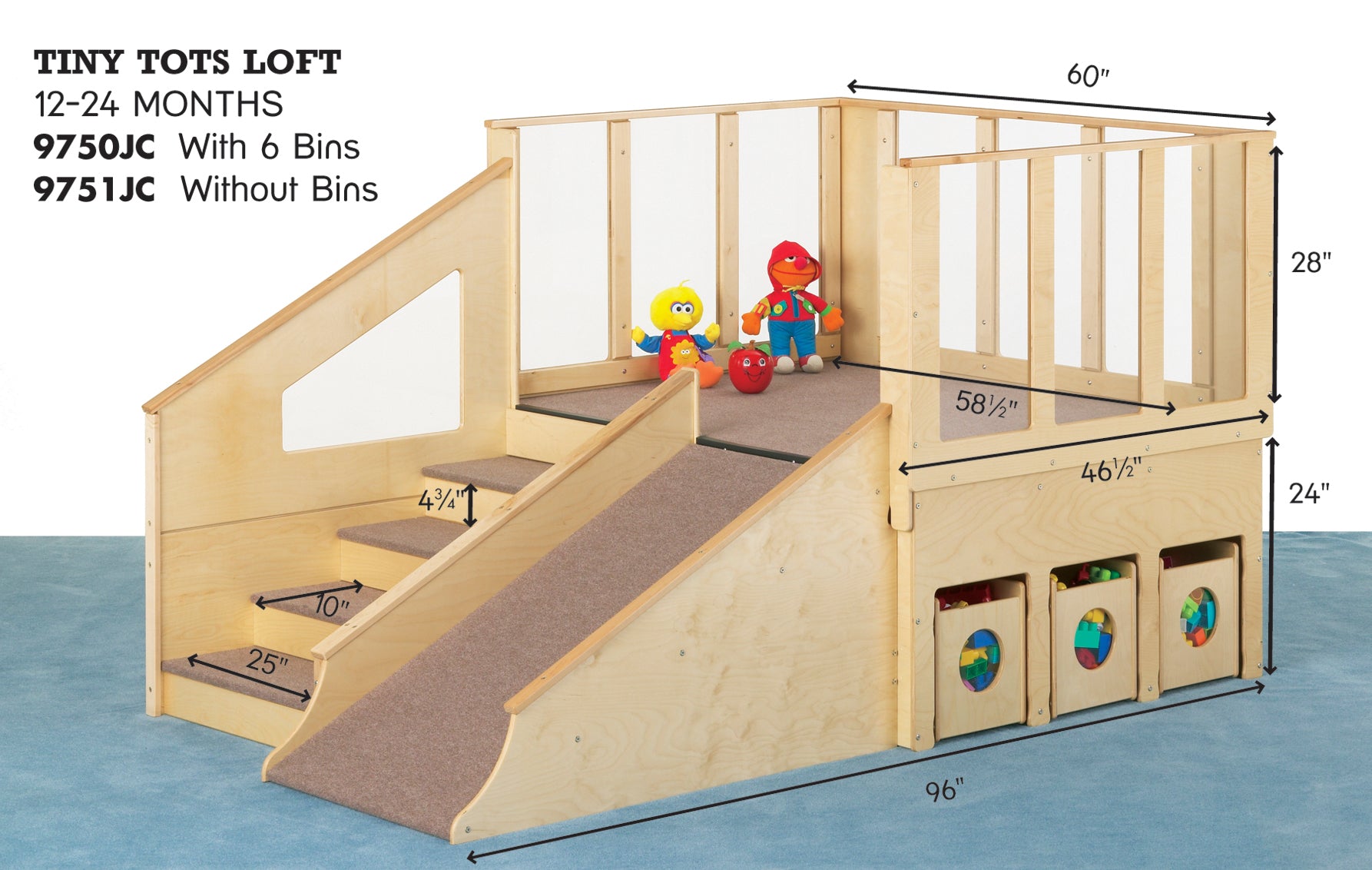 #2016 Jonti-Craft® Tiny Tots Loft - 12-24 meses con contenedores