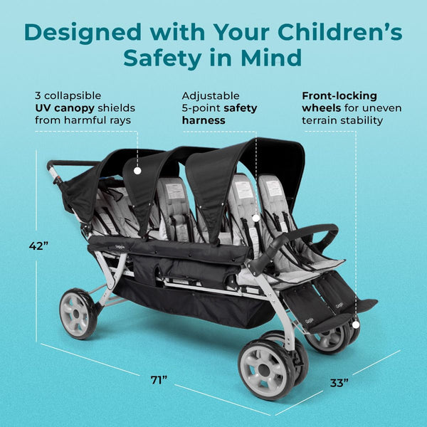 #59921 Gaggle® Jamboree 6-Passenger Stroller, Black