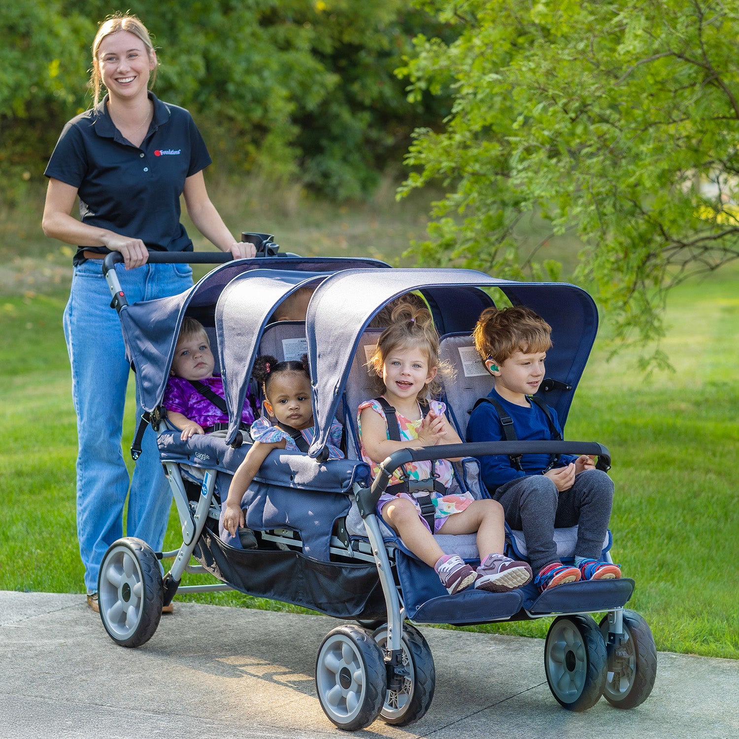 6 baby stroller #58961 Gaggle® Jamboree 6-Passenger Stroller, Navy/Gray