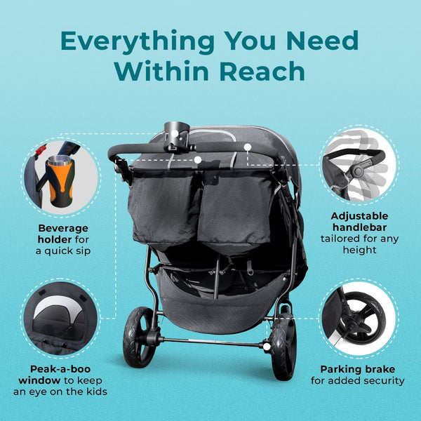 #59327 Roadster Duo Stroller - Black/Gray