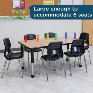 #59394 AS WE GROW Oak Black Rectangular Adjustable Table - 24" x 48"