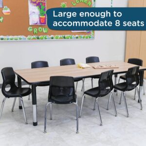 #59400 AS WE GROW Oak Black Rectangular Adjustable Table - 30" x 72"