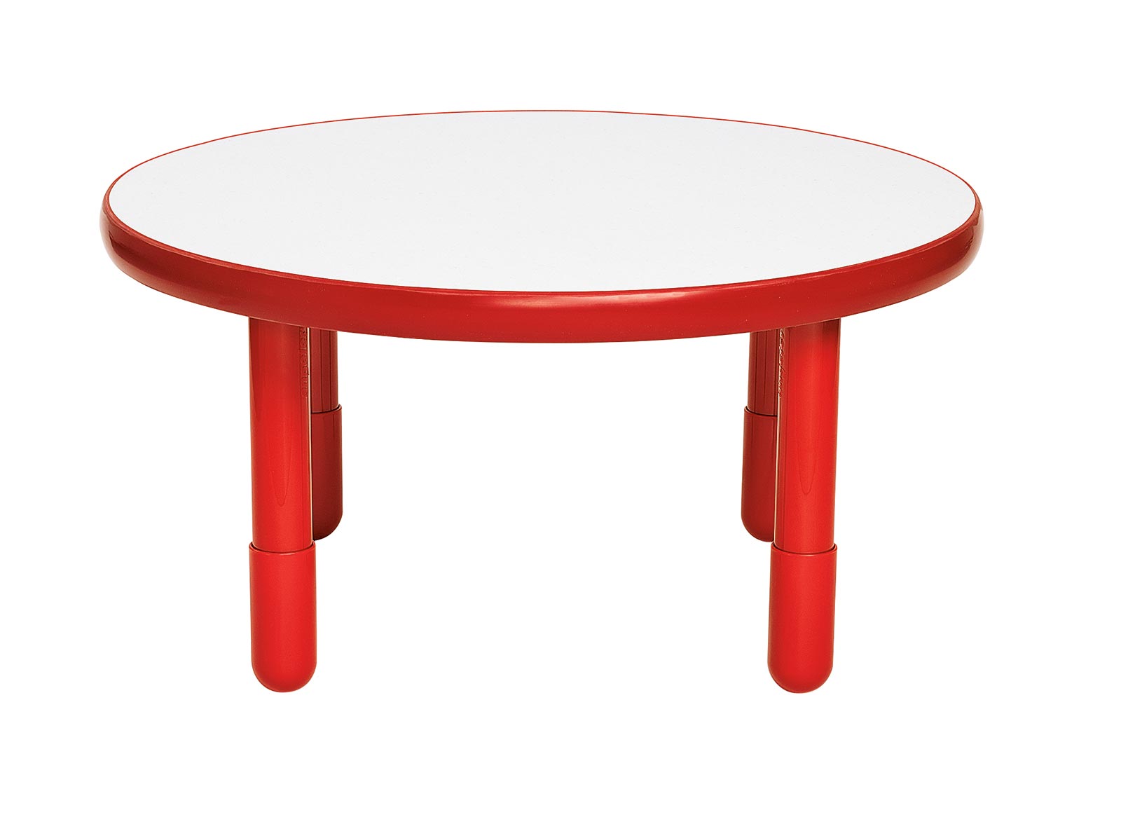 Mesa redonda BaseLine n.° 46070 de 91 cm de diámetro, color rojo manzana con patas de 45 cm