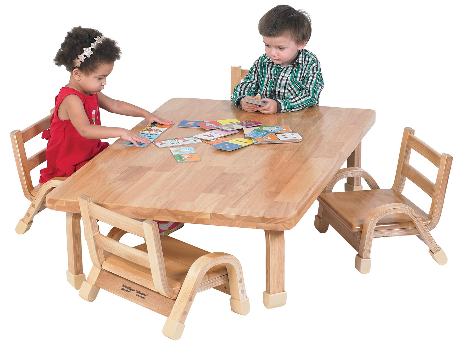 #46175 Colección NaturalWood Juego de mesa y sillas rectangulares para niños pequeños
