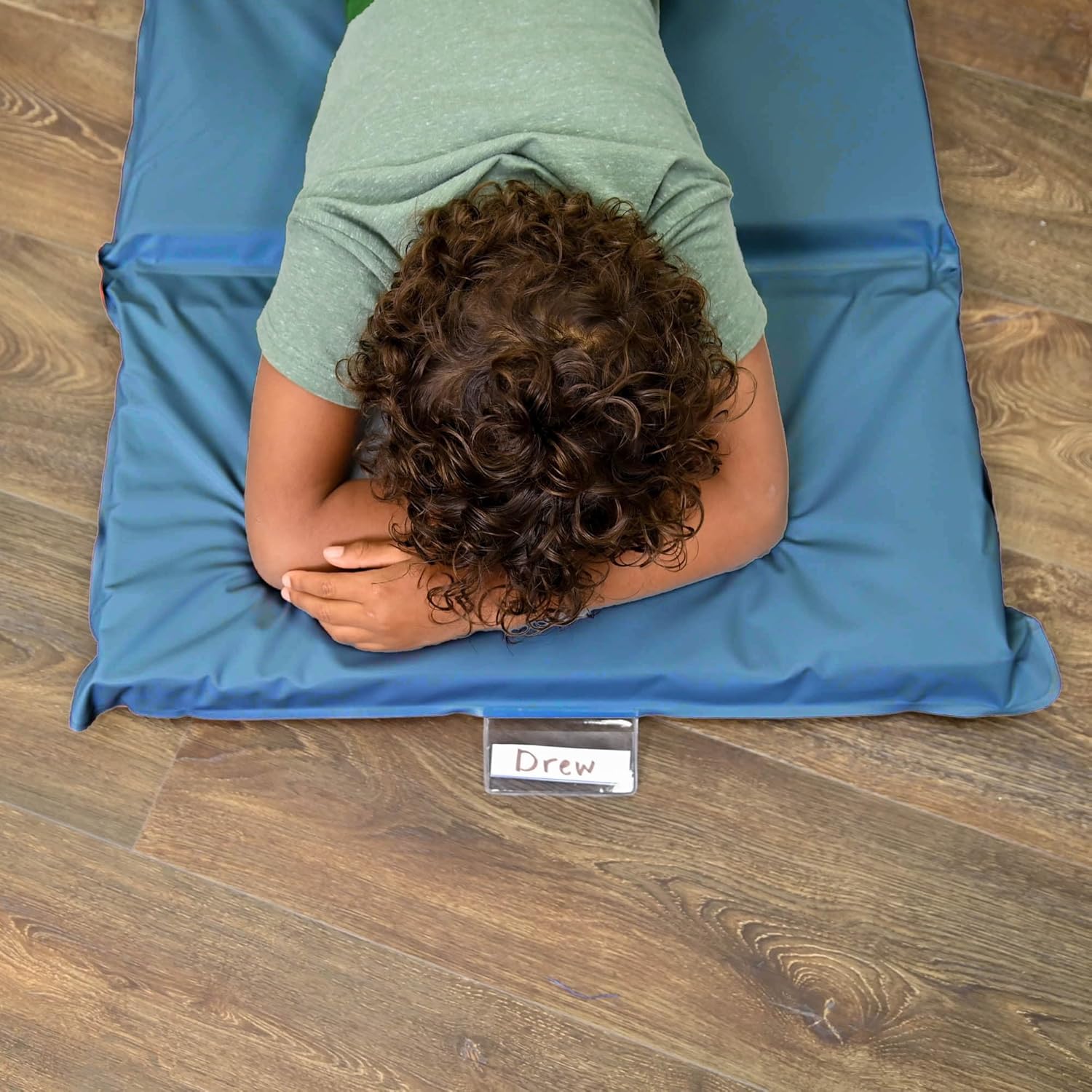 #60275 Colchoneta plegable para siesta Angels de 1" y 4 secciones - Juego de 10 - Salvia/Azul agua profunda