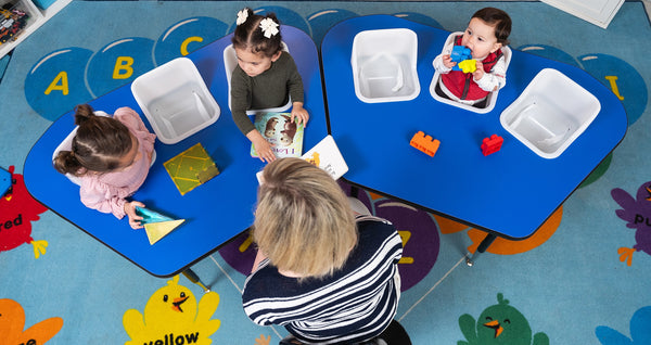 #60613 Pair of Toddler Tables 3 seat feeding tables.